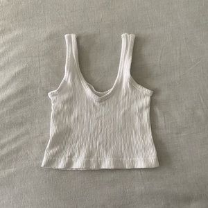 Urban Outfitters Cropped White Ribbed Tank